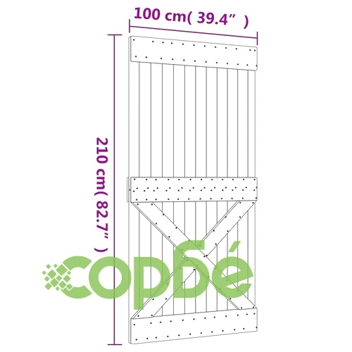 Плъзгаща врата с монтажни части, 100x210 см, борово дърво масив ➤ топ цена ➤ sorbe.bg