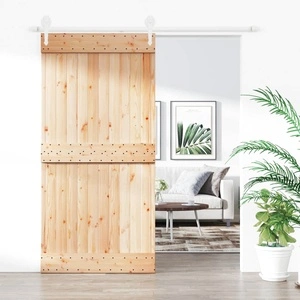 Плъзгаща врата с монтажни части, 100x210 см, борово дърво масив