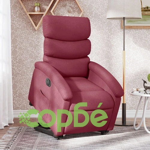 Електрически изправящ реклайнер стол, виненочервен, текстил ➤ топ цена ➤ sorbe.bg