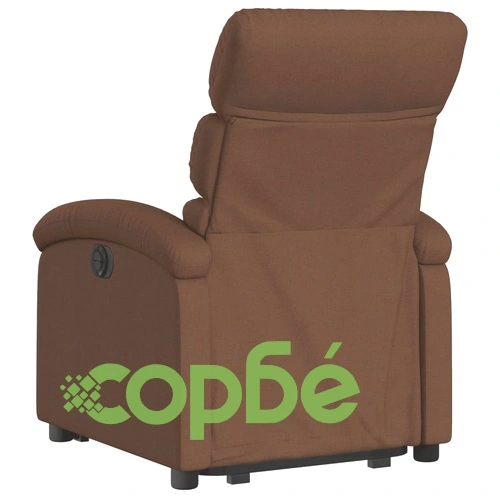 Електрически изправящ реклайнер стол, кафяв, текстил ➤ топ цена ➤ sorbe.bg