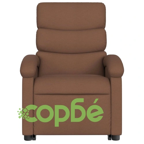 Електрически изправящ реклайнер стол, кафяв, текстил ➤ топ цена ➤ sorbe.bg