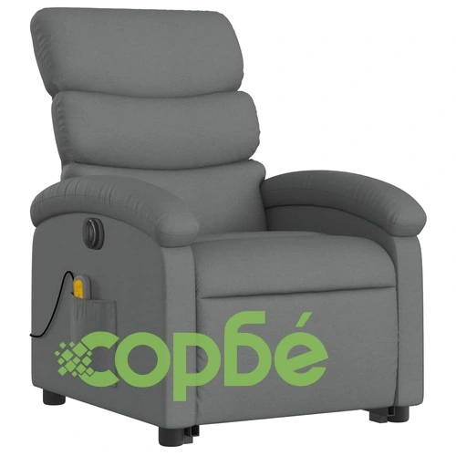 Електрически изправящ масажен реклайнер стол тъмносив текстил ➤ топ цена ➤ sorbe.bg