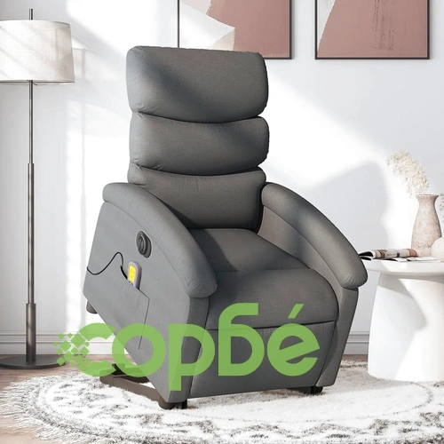 Електрически изправящ масажен реклайнер стол тъмносив текстил ➤ топ цена ➤ sorbe.bg