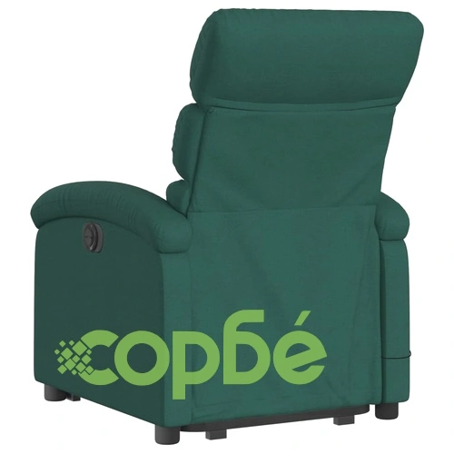 Електрически изправящ масажен реклайнер стол тъмнозелен текстил ➤ топ цена ➤ sorbe.bg