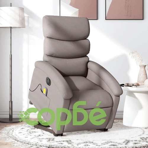 Електрически изправящ масажен реклайнер стол таупе текстил ➤ топ цена ➤ sorbe.bg