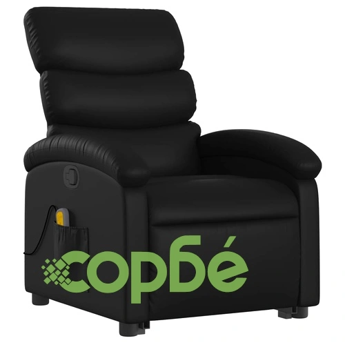 Изправящ масажен реклайнер стол, черен, изкуствена кожа ➤ топ цена ➤ sorbe.bg