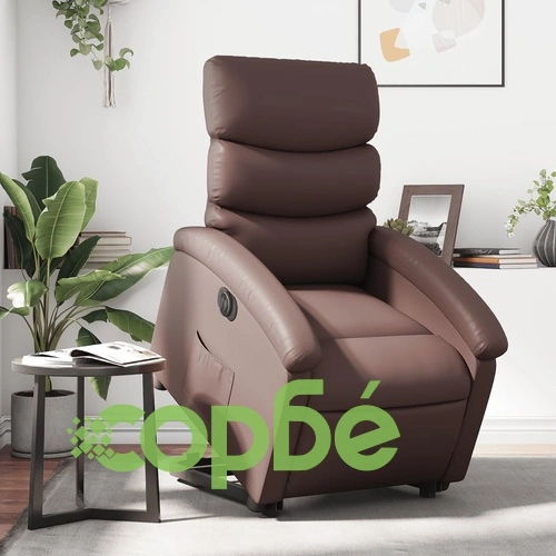 Електрически изправящ реклайнер стол, кафяв, изкуствена кожа ➤ топ цена ➤ sorbe.bg
