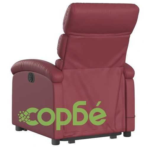 Електрически изправящ масажен реклайнер, виненочервен, еко кожа ➤ топ цена ➤ sorbe.bg