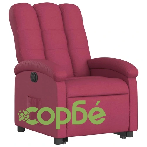 Електрически изправящ реклайнер стол, виненочервен, текстил ➤ топ цена ➤ sorbe.bg