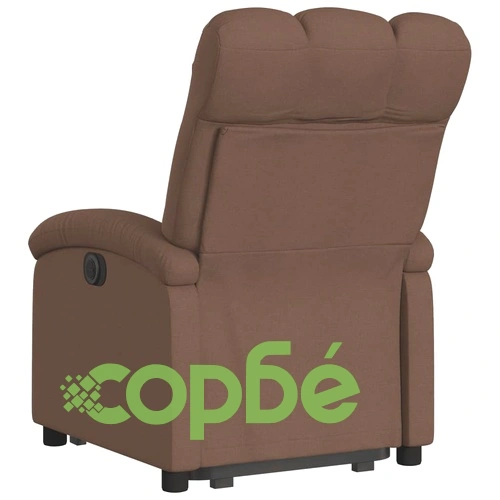 Електрически изправящ реклайнер стол, кафяв, текстил ➤ топ цена ➤ sorbe.bg