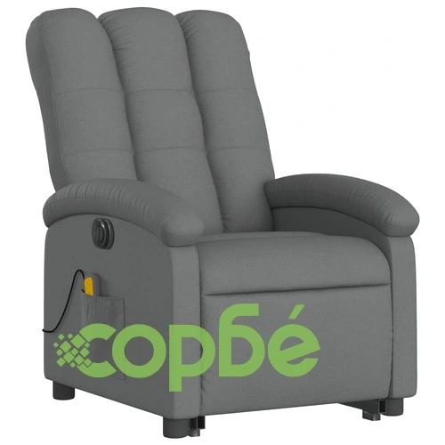 Електрически изправящ масажен реклайнер стол тъмносив текстил ➤ топ цена ➤ sorbe.bg