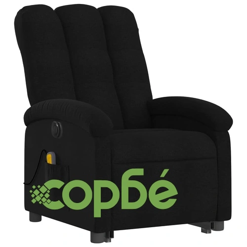 Електрически изправящ масажен реклайнер стол черен текстил ➤ топ цена ➤ sorbe.bg