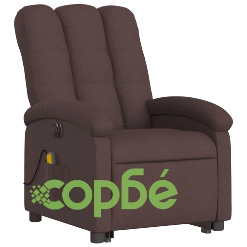 Електрически изправящ масажен реклайнер стол тъмнокафяв текстил ➤ топ цена ➤ sorbe.bg