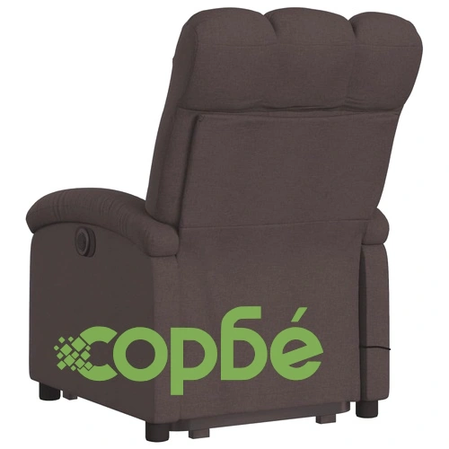 Електрически изправящ масажен реклайнер стол тъмнокафяв текстил ➤ топ цена ➤ sorbe.bg