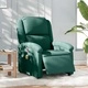 Електрически масажен наклоняем стол, тъмнозелен, текстил