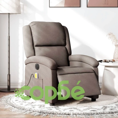 Електрически масажен наклоняем стол, таупе, текстил ➤ топ цена ➤ sorbe.bg