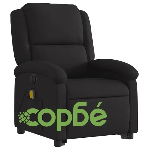 Електрически изправящ масажен реклайнер стол черен текстил ➤ топ цена ➤ sorbe.bg