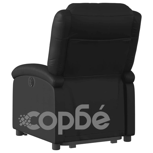 Електрически изправящ реклайнер стол, черен, еко кожа ➤ топ цена ➤ sorbe.bg