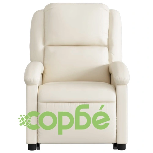 Електрически изправящ реклайнер стол, кремав, изкуствена кожа ➤ топ цена ➤ sorbe.bg