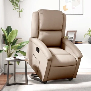 Електрически изправящ реклайнер стол, капучино, изкуствена кожа