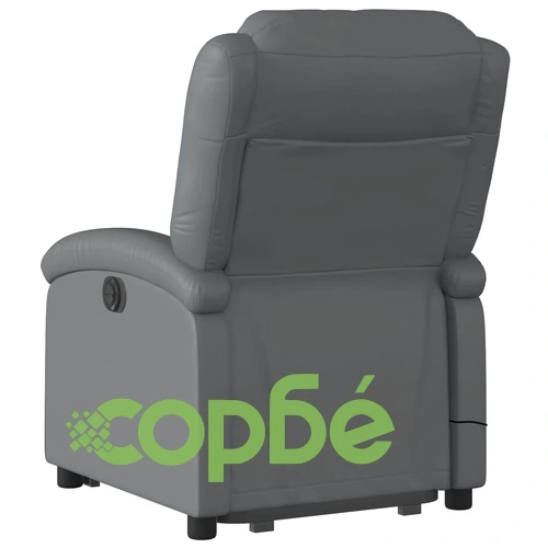 Електрически изправящ масажен реклайнер стол, сив, еко кожа ➤ топ цена ➤ sorbe.bg