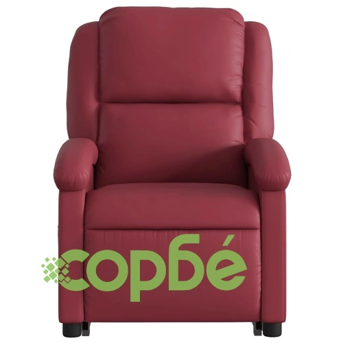 Електрически изправящ масажен реклайнер, виненочервен, еко кожа ➤ топ цена ➤ sorbe.bg