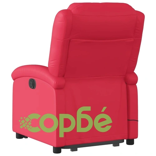 Електрически изправящ масажен реклайнер стол, червен, еко кожа ➤ топ цена ➤ sorbe.bg