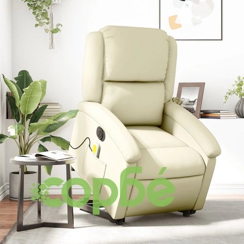 Електрически изправящ масажен реклайнер стол, кремав ➤ топ цена ➤ sorbe.bg