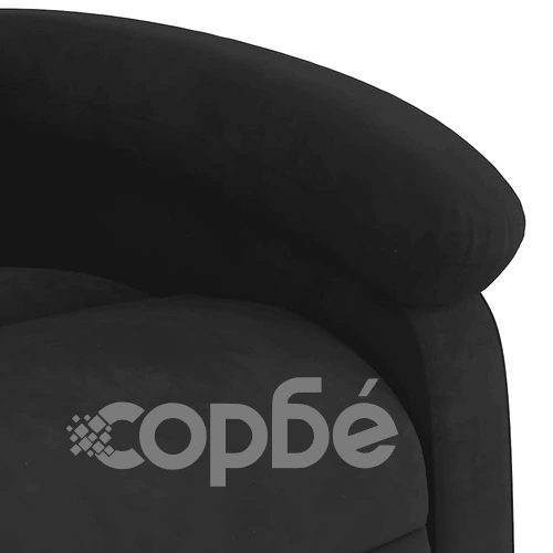 Електрически изправящ реклайнер стол, черен, кадифе ➤ топ цена ➤ sorbe.bg