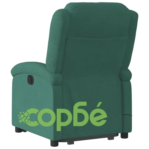 Електрически изправящ масажен реклайнер стол тъмнозелен кадифе ➤ топ цена ➤ sorbe.bg