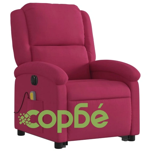 Електрически изправящ масажен реклайнер виненочервен кадифе ➤ топ цена ➤ sorbe.bg