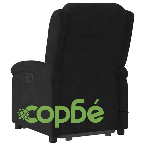 Електрически изправящ масажен реклайнер стол, черен, кадифе ➤ топ цена ➤ sorbe.bg