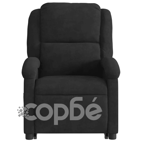 Електрически изправящ масажен реклайнер стол, черен, кадифе ➤ топ цена ➤ sorbe.bg