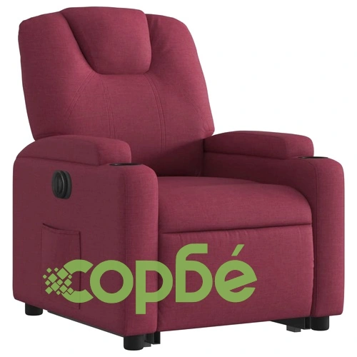 Електрически изправящ реклайнер стол, виненочервен, текстил ➤ топ цена ➤ sorbe.bg