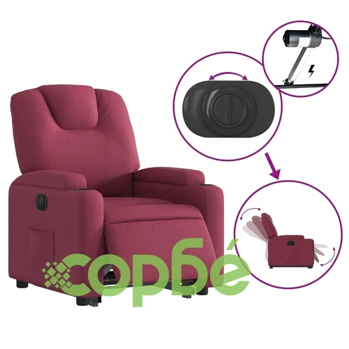 Електрически изправящ реклайнер стол, виненочервен, текстил ➤ топ цена ➤ sorbe.bg