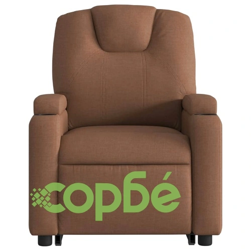 Електрически изправящ реклайнер стол, кафяв, текстил ➤ топ цена ➤ sorbe.bg