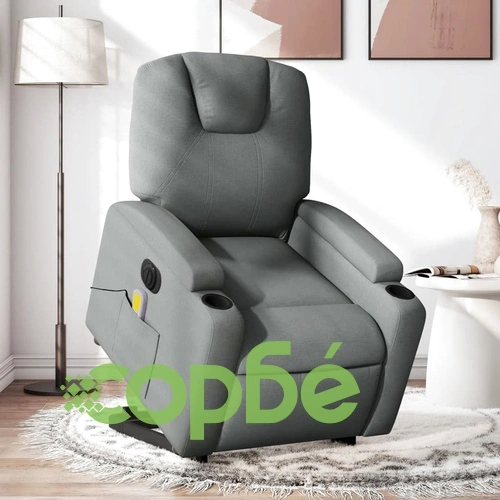 Електрически изправящ масажен реклайнер стол тъмносив текстил ➤ топ цена ➤ sorbe.bg