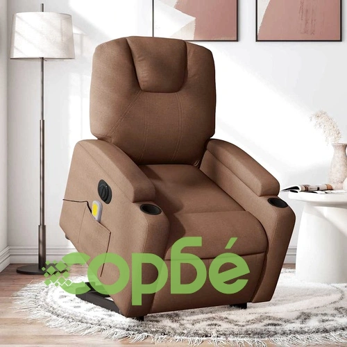 Електрически изправящ масажен реклайнер стол кафяв текстил ➤ топ цена ➤ sorbe.bg