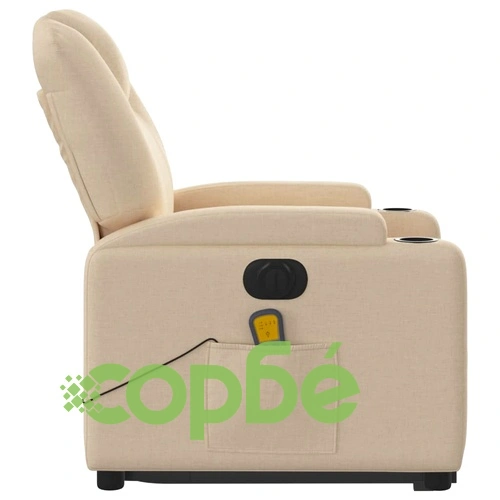 Електрически изправящ масажен реклайнер стол кремав текстил ➤ топ цена ➤ sorbe.bg