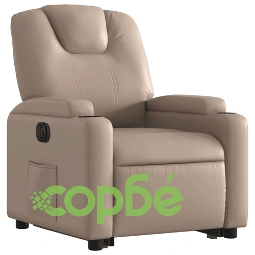 Електрически изправящ реклайнер стол, капучино, изкуствена кожа ➤ топ цена ➤ sorbe.bg