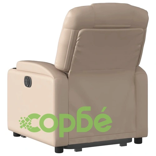 Електрически изправящ реклайнер стол, капучино, изкуствена кожа ➤ топ цена ➤ sorbe.bg