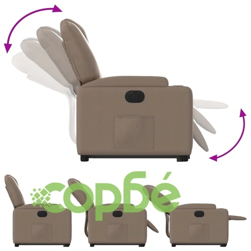 Електрически изправящ реклайнер стол, капучино, изкуствена кожа ➤ топ цена ➤ sorbe.bg