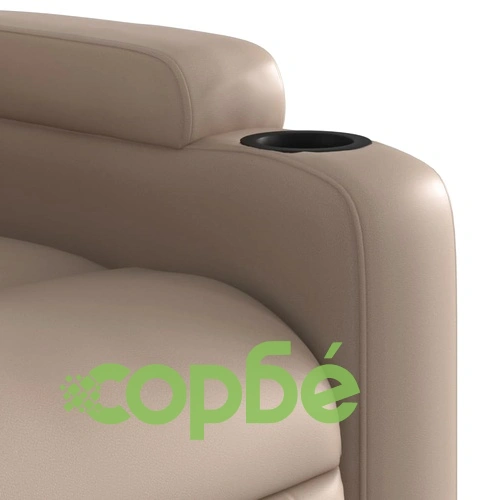 Електрически изправящ реклайнер стол, капучино, изкуствена кожа ➤ топ цена ➤ sorbe.bg