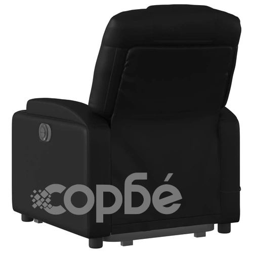 Електрически изправящ масажен реклайнер стол, черен, еко кожа ➤ топ цена ➤ sorbe.bg