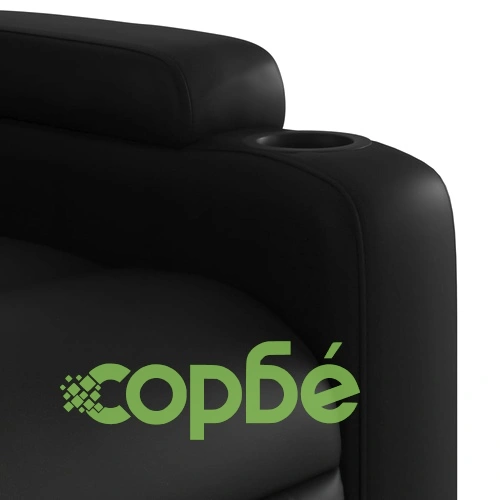 Електрически изправящ масажен реклайнер стол, черен, еко кожа ➤ топ цена ➤ sorbe.bg