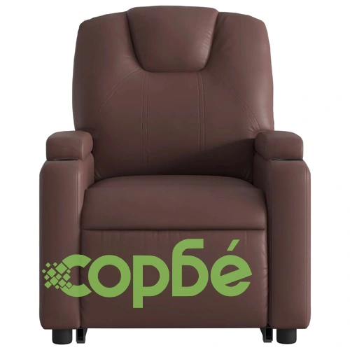 Електрически изправящ масажен реклайнер стол, кафяв, еко кожа ➤ топ цена ➤ sorbe.bg