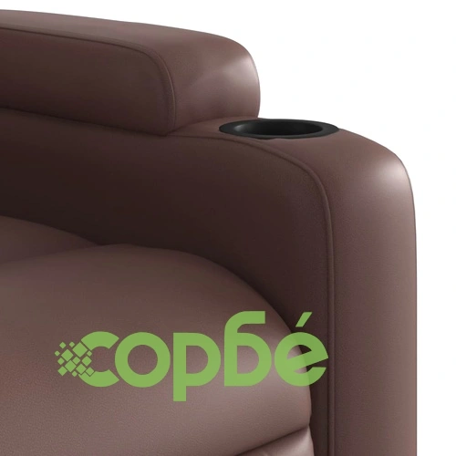 Електрически изправящ масажен реклайнер стол, кафяв, еко кожа ➤ топ цена ➤ sorbe.bg