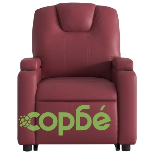 Електрически изправящ масажен реклайнер, виненочервен, еко кожа ➤ топ цена ➤ sorbe.bg