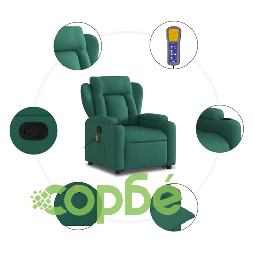 Изправящ масажен наклоняем стол, тъмнозелен, текстил ➤ топ цена ➤ sorbe.bg
