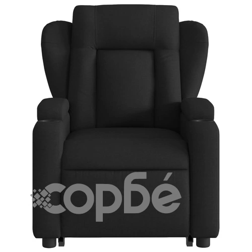 Електрически изправящ реклайнер стол, черен, текстил ➤ топ цена ➤ sorbe.bg
